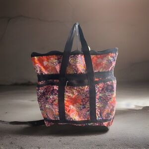 In Stitches Brown/Multicolor Paisley Floral Large Tote